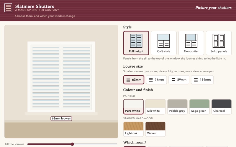 Screenshot of the shutter visualiser demo showing shutters drawn on a window
